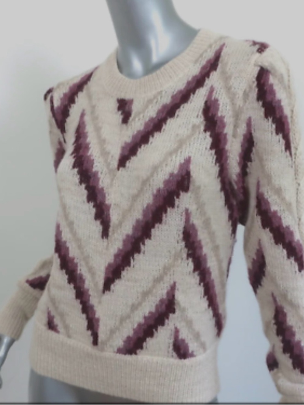 Isabel Marant ETOILE Glenny  Chevron Alpaca & Wool Sweater in Rosewood size 36